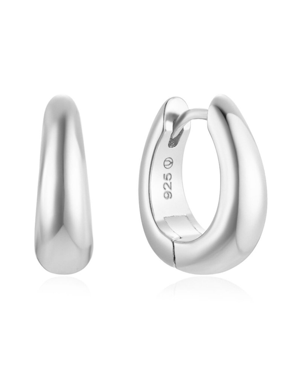 925 Sterling Silver Tapered Huggie Hoop Earrings | 15mm